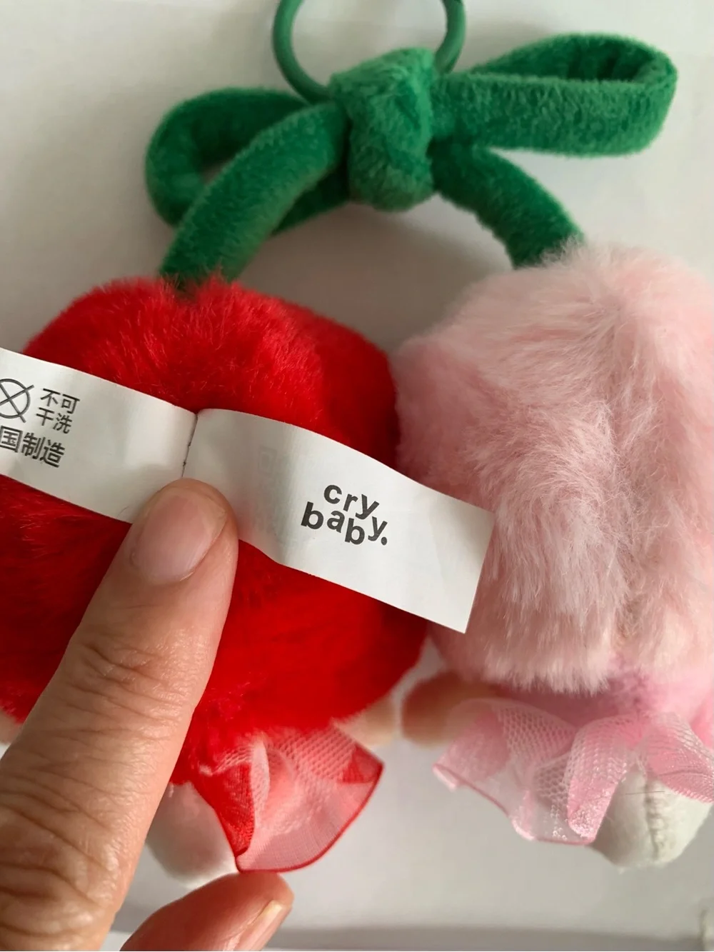 POP MART CRYBABY Crying For Love Love You Cherry Much Plush Bag Charm EUC